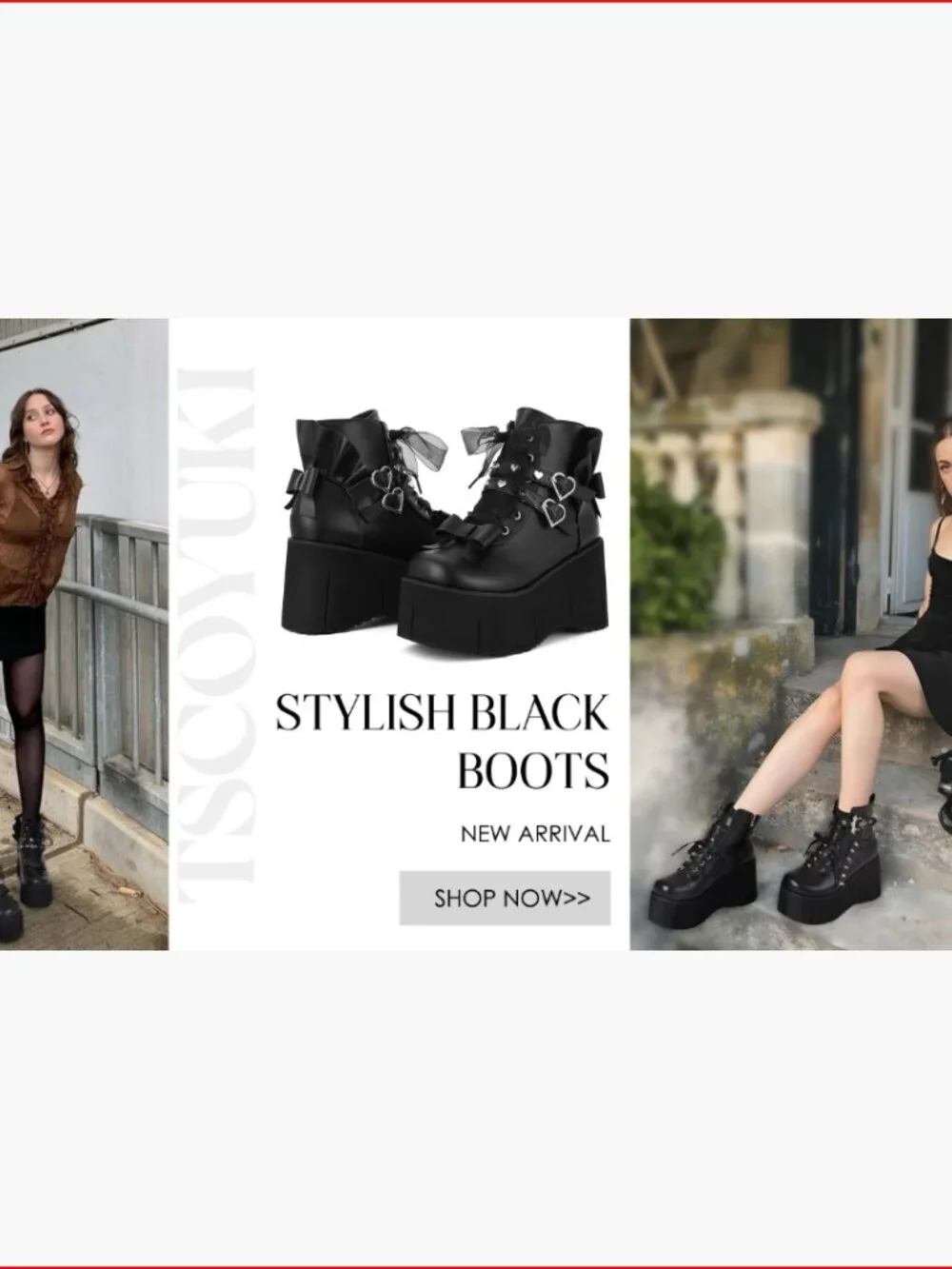 Platform Ankle Boots with Wedge Heel Vegan PU Leather Round Toe - Picture 7 of 7